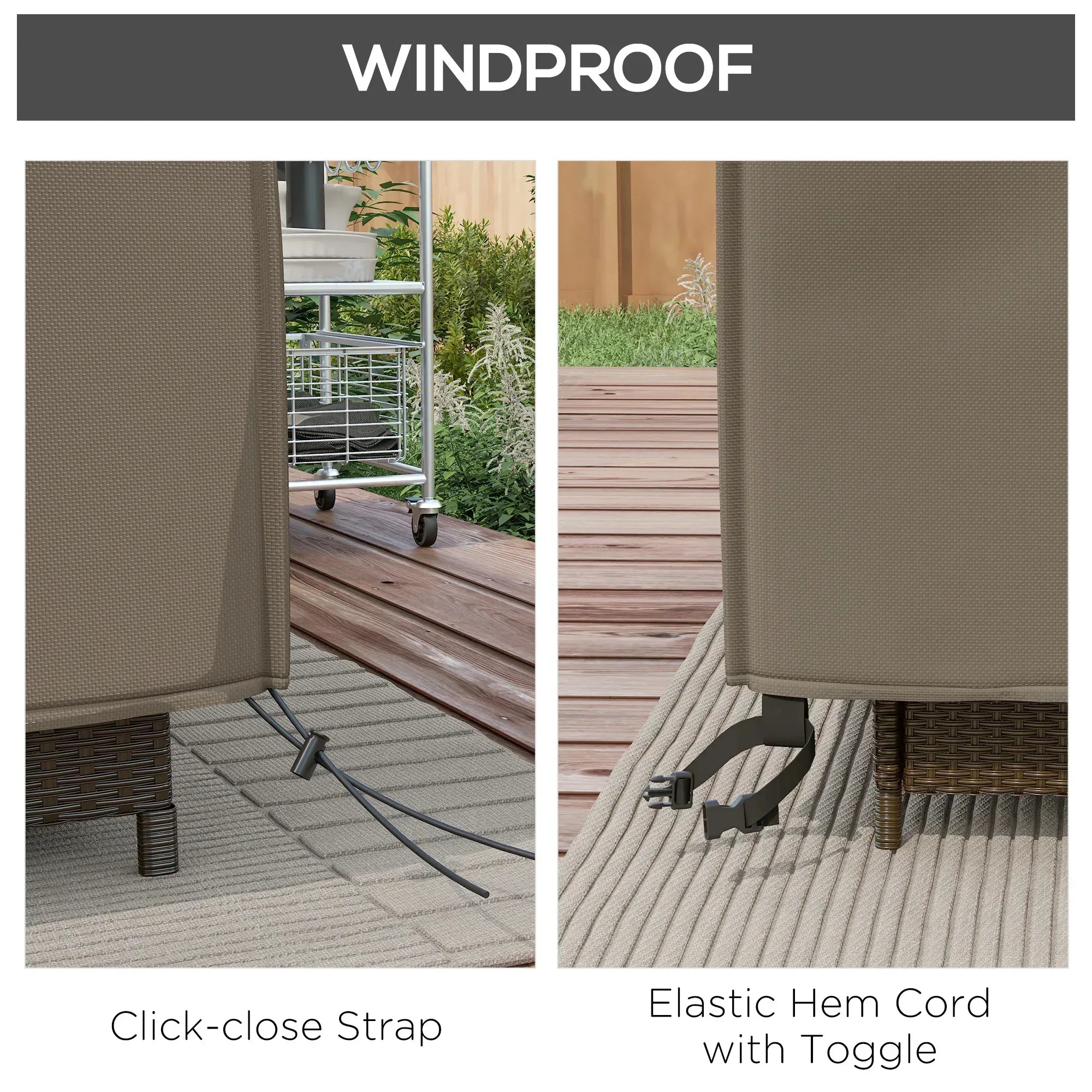 Large Square Patio Garden Furniture Set Cover 600D Oxford Waterproof, 230 x 230 x 70cm, Grey - Bobobiy