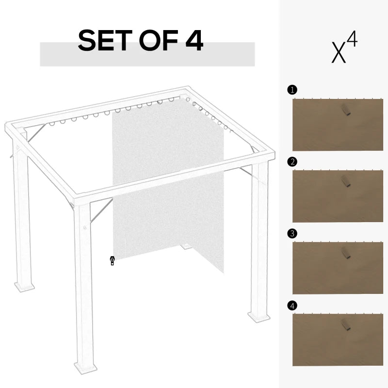 Set of 4 dark brown gazebo sidewall privacy panels, layout diagram