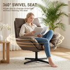 Dark brown 360° swivel accent chair with thick padded seat and backrest