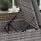 Grey PE rattan sun lounger showing black support frame under the seat