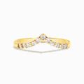 Wishbone curved eternity ring in gold vermeil with clear round stones