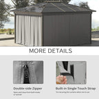 Light grey gazebo replacement wall set with double-sided zipper and securing touch strap