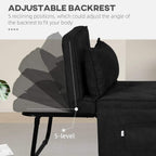 Black fabric folding sleeper chair bed with 5-level adjustable backrest