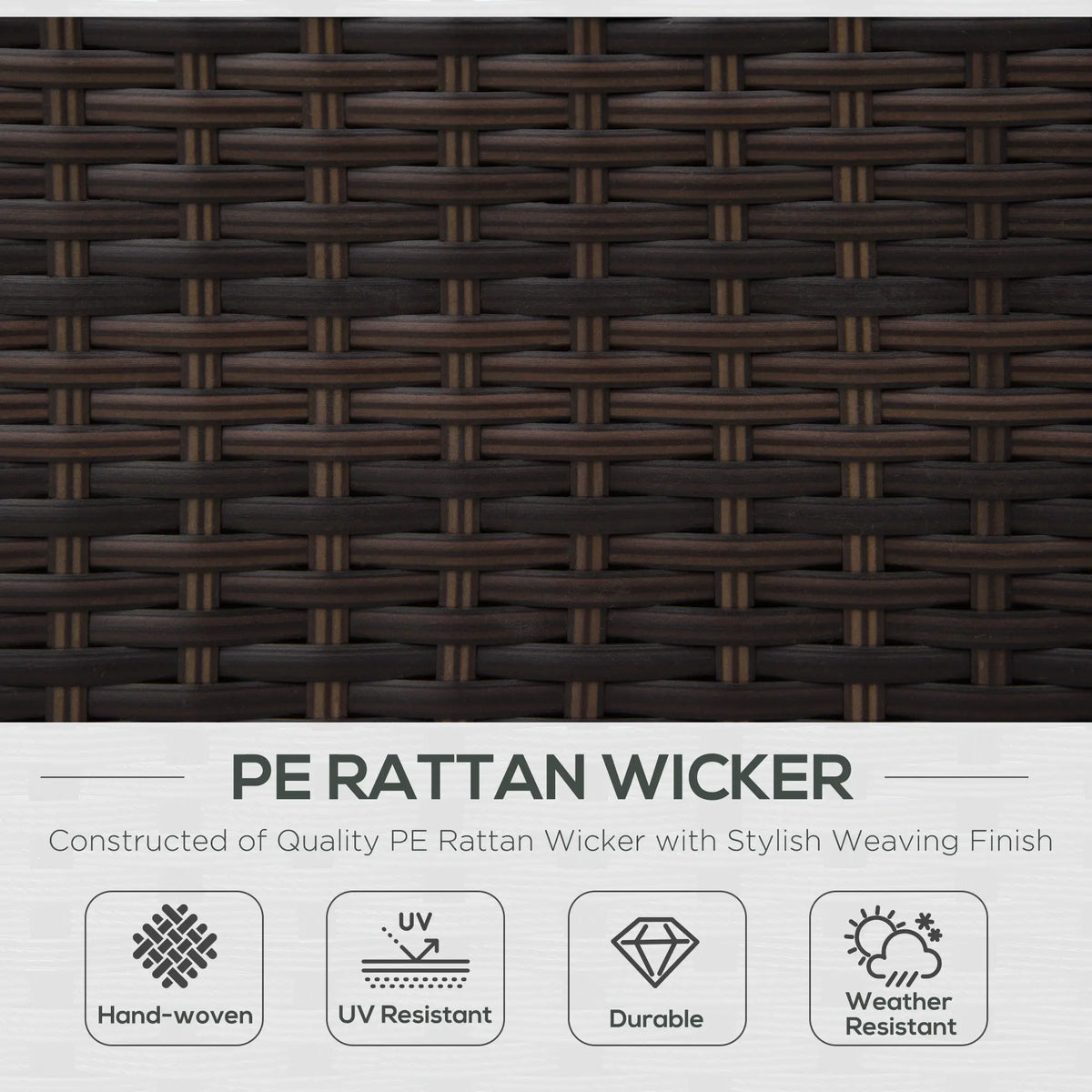Close-up of the brown PE wicker armchair's woven material