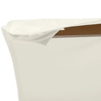 White umbrella canopy fabric with stitched seam and rounded edge