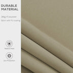 Close-up of khaki awning fabric with textured polyester weave