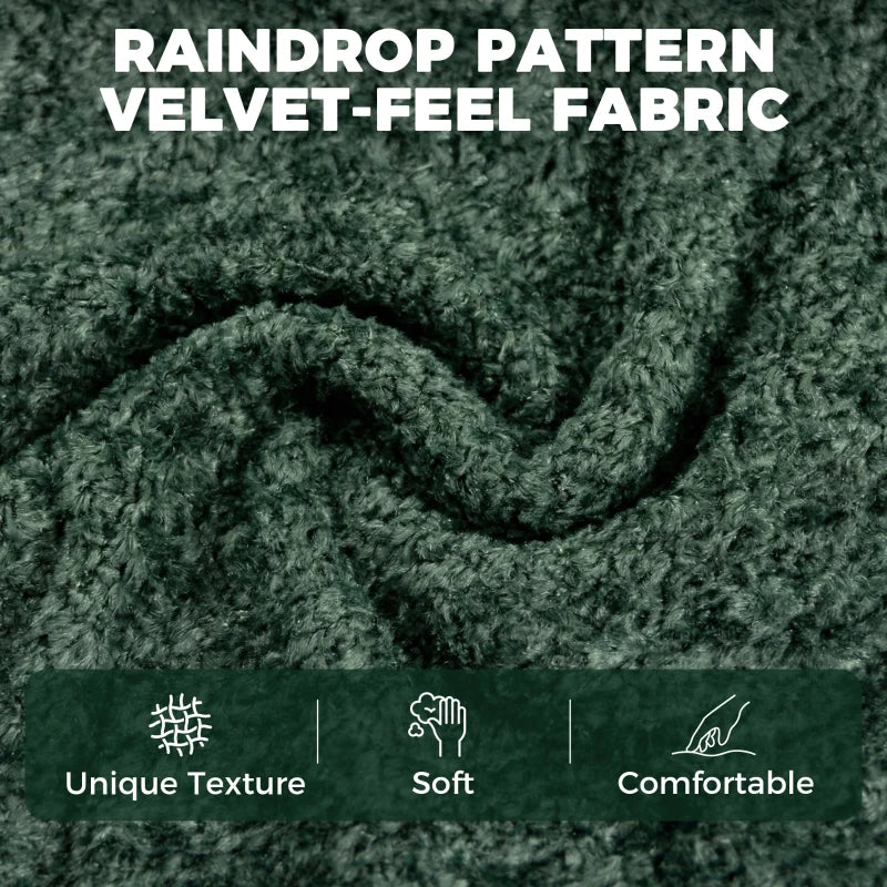 Dark green raindrop-texture velvet fabric sample for wingback accent chair