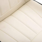 Cream white padded seat with stitched panel lines on a desk chair