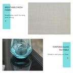Breathable grey mesh fabric for sun lounger and tempered glass tea table top