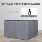 Dark grey gazebo sidewall curtain panels with hook-and-rail top and zippered closure