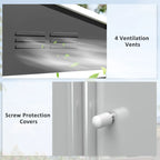 Galvanised steel shed ventilation vents and screw protection covers detail