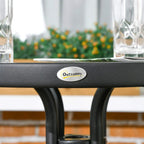 Outsunny logo on black round table base support for rattan bistro set