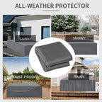 Grey rattan furniture protective cover with compact folded panel for quick storage