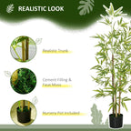 Artificial bamboo tree in black pot with realistic-looking green stems and leaves