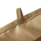 Beige mesh sidewall seam detail with reinforced edge and stitched panel border