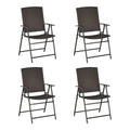 Set of Four Folding Rattan Seat Chairs - Brown - Bobobiy