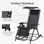 Black folding rocking recliner lounger chair with sturdy steel base