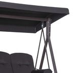 Black canopy support hardware and hanging chains on swing chair hammock