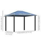 Gazebo dimension diagram with edge-to-edge and leg-to-leg measurements