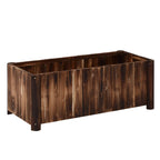 Carbonized wooden raised garden bed with open top and four corner legs
