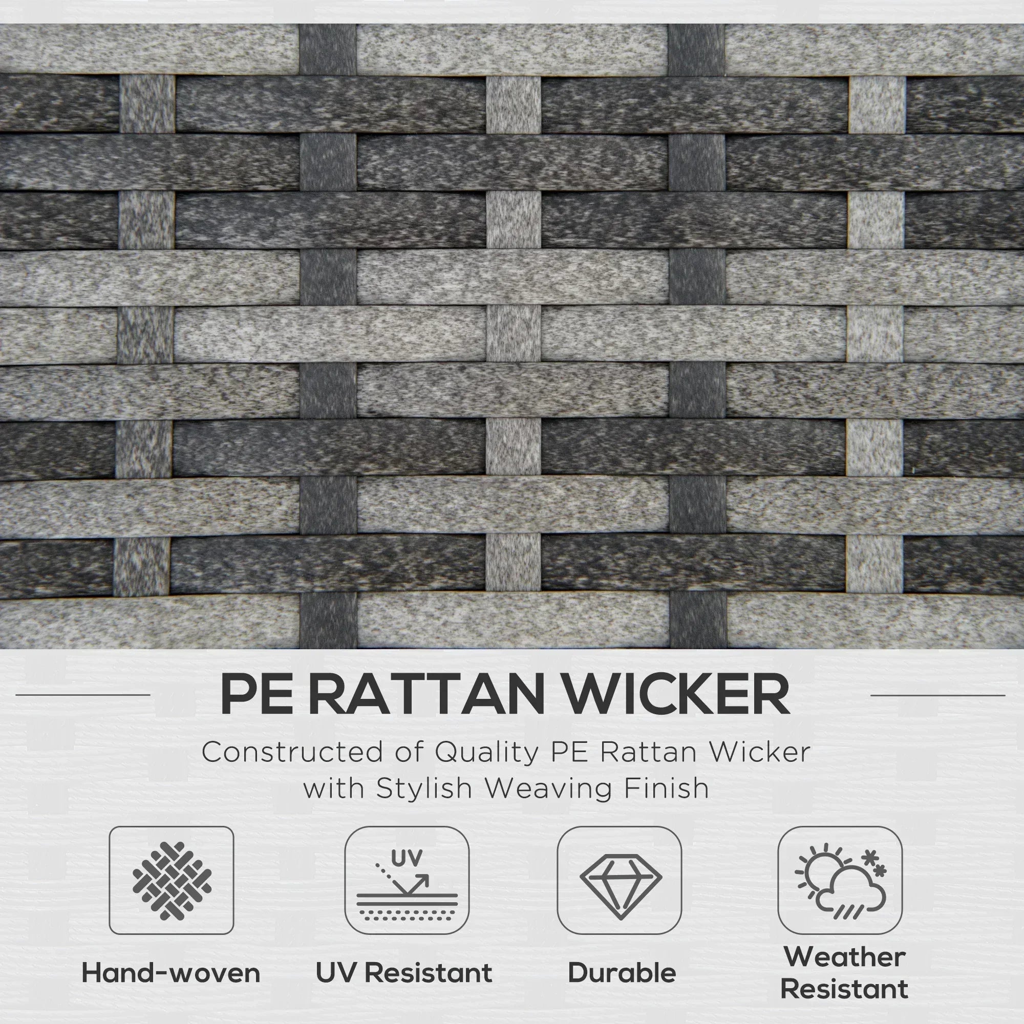 6PC Rattan Corner Sofa Set Wicker 4 Seater Garden Storage Coffee Table Conversation Ottoman Outdoor Weave Furniture w/ Cushion Grey - Bobobiy