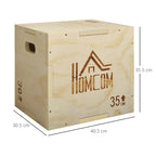 Natural wooden plyometric box with side handle opening and HOMCOM logo