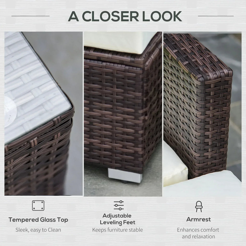 Rattan Corner Sofa Set 4-Seater Outdoor Garden Sofa for Patio - Brown - Bobobiy