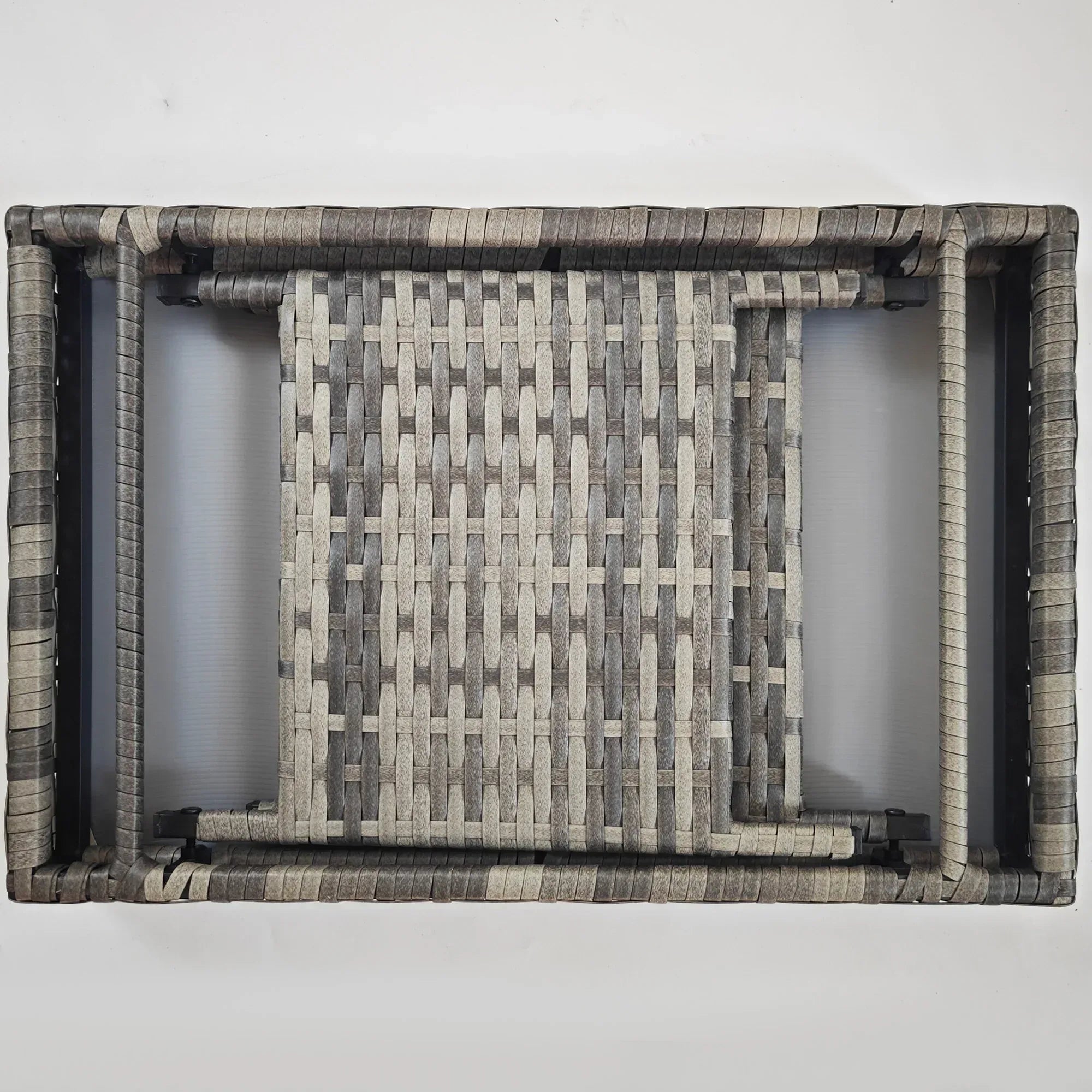 Foldable Outdoor Side Table, Rattan Garden Coffee Table with Steel Frame, Space Saving Bistro Garden Furniture for Patio, Balcony, 60 x 41 x 41 cm, Mixed Grey - Bobobiy