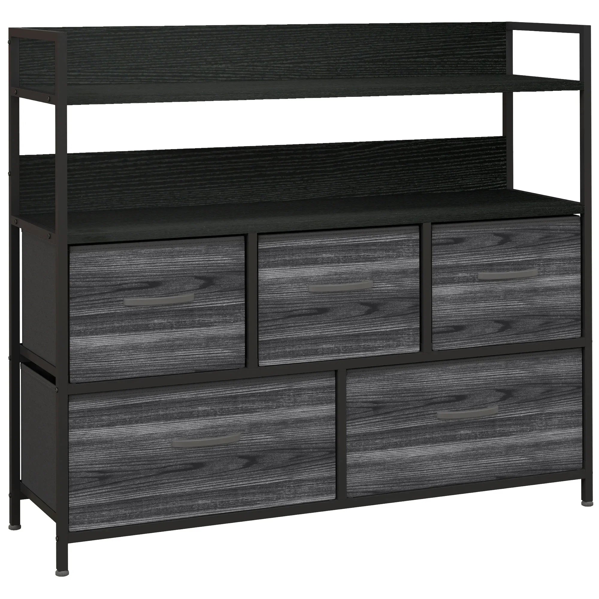 Rustic Chest of Five Fabric Drawers - Black - Bobobiy