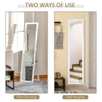 White full-length mirror for floor standing or wall hanging with slim frame