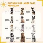 Black metal dog pen shown for large dogs with multiple dog breed silhouettes