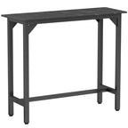 Black marble-effect rectangular bar table with open metal frame and four legs