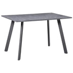 Charcoal grey rectangular dining table with tapered metal legs