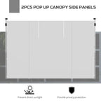 White pop-up gazebo side panels set with large fabric panels and door-side access