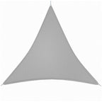 Grey triangle shade sail with rope loops at each corner, for outdoor patio sun shade