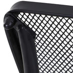 Black square bistro table corner with mesh panel and rounded metal frame