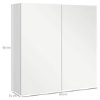 High-gloss white bathroom mirror cabinet with side profile and double-door layout