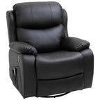Black PU leather reclining chair with padded headrest and manual swivel base