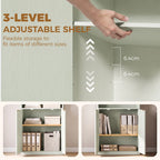 Light green bookcase showing 3-level adjustable shelves with removable shelf supports