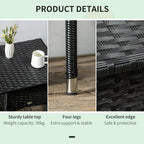 Black woven side table with sturdy legs and protective edge trim
