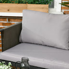 Outsunny 4 Piece Metal Garden Furniture Set with Tempered Glass Coffee Table, Texteline Pocket, Outdoor Set Loveseat