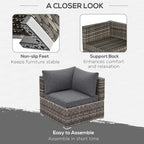 Outdoor rattan corner sofa chair with support back and non-slip feet
