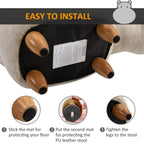 Cream hippo storage ottoman with underside anti-slip mat and wooden leg feet