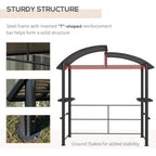 Steel frame grill gazebo with T-shaped reinforcement and ground stakes, dark grey