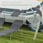 Grey sun lounger set with side knobs for adjustable reclining angle and backrest