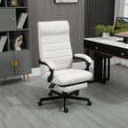 Cream white fabric office chair with curved back, padded seat, armrests, and rolling casters.