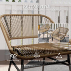 Woven rattan bistro chair design with flexible rope-style upholstery on black frame