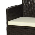 Dark PE rattan armchair with cream padded seat cushion and curved backrest