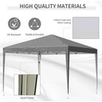 Grey pop-up gazebo canopy on steel frame with Oxford cloth and silver coating