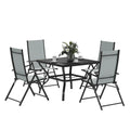 Five-Piece Steel Frame Patio Set - Grey/Black - Bobobiy